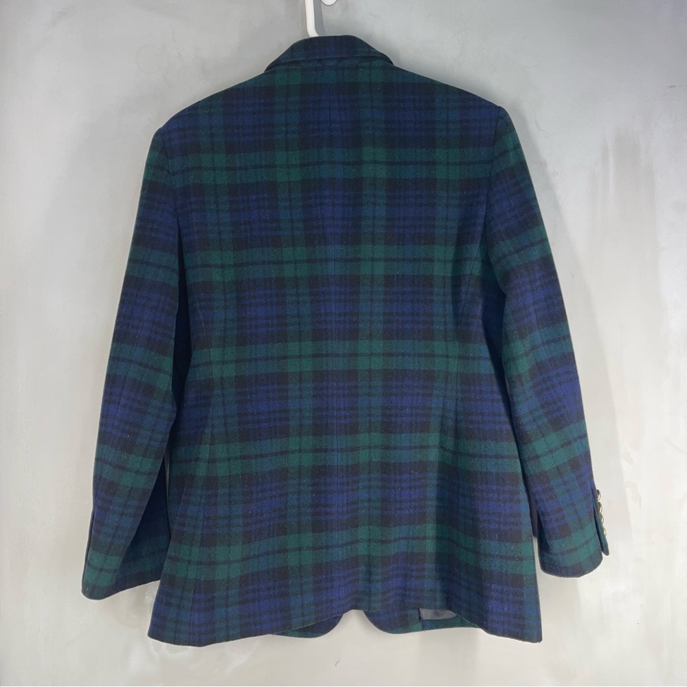 Lauren Ralph Lauren Wool Cashmere Tartan Blazer Green Navy Size 10 Petite - Picture 12 of 17
